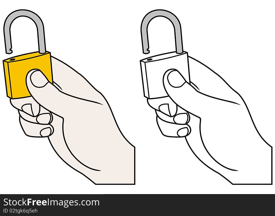 Illustration of hand with lock