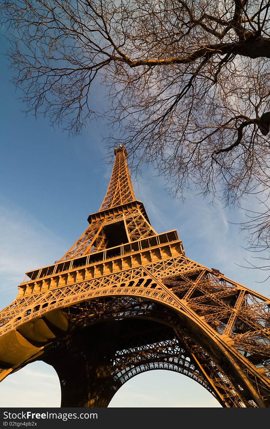 Tower of Eiffel. The photo was taken in Paris at the sunset. Tower of Eiffel. The photo was taken in Paris at the sunset