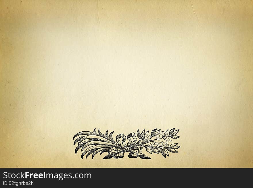 Old paper texture with floral vignette. Old paper texture with floral vignette