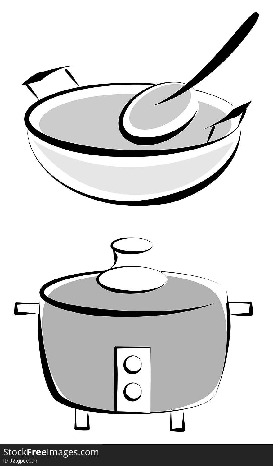 Illustration of kitchenware on white background