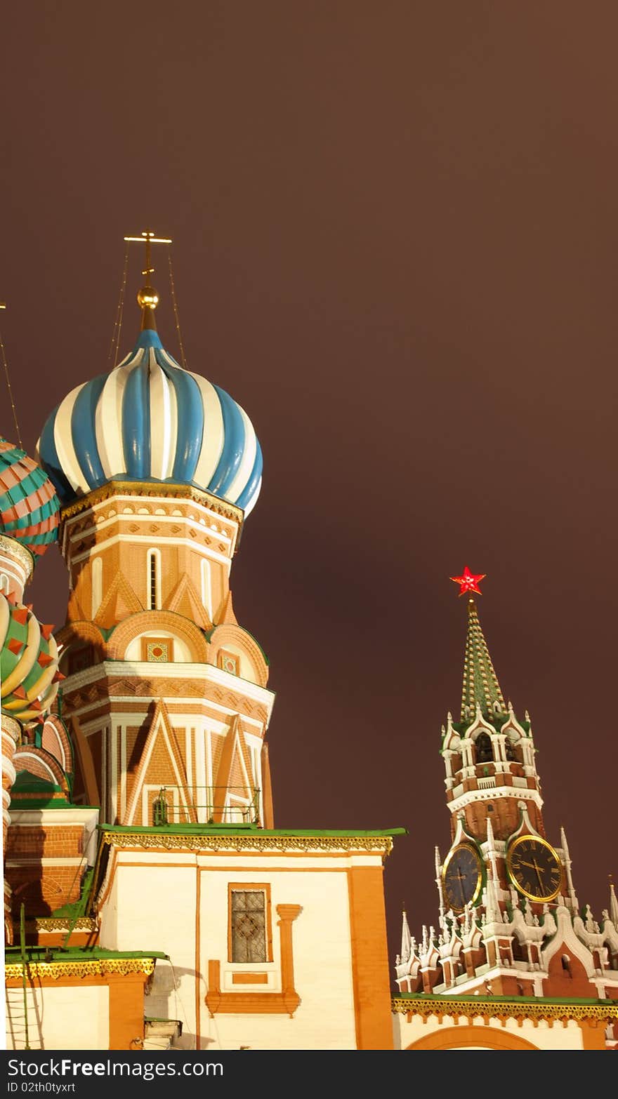 Beautiful cathedral on Red Square at night