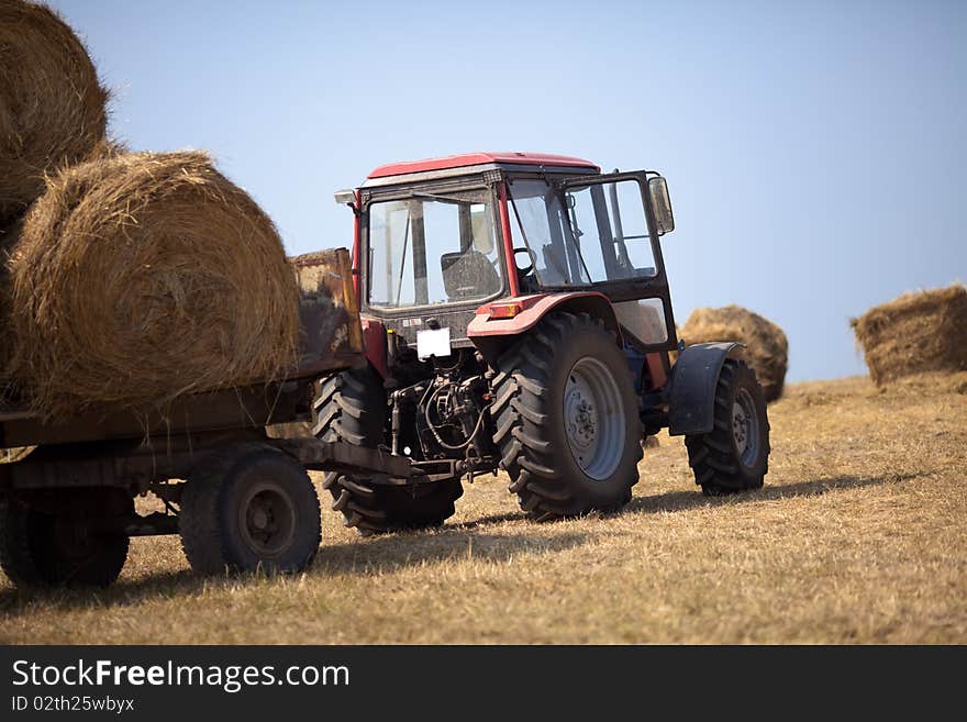 Tractor Carries A Haystack