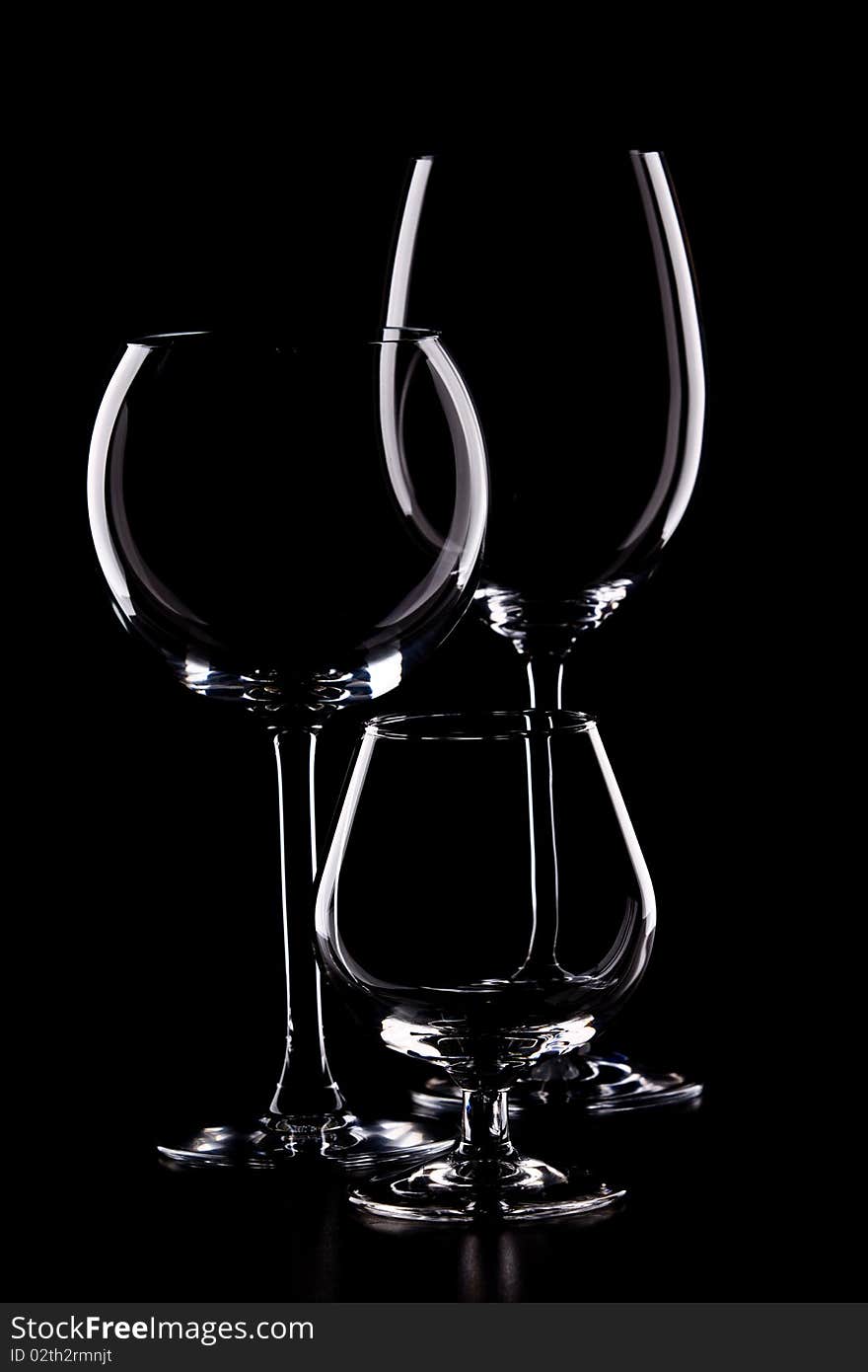 Three Glass on black background