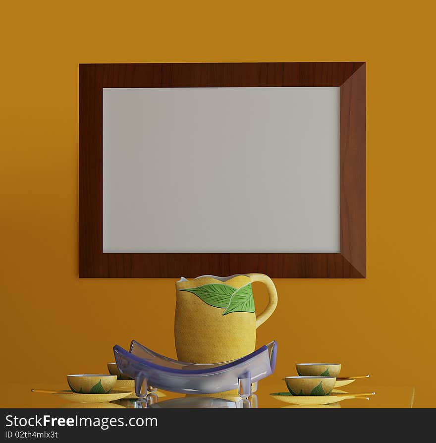 Tea service modern (3d rendering )