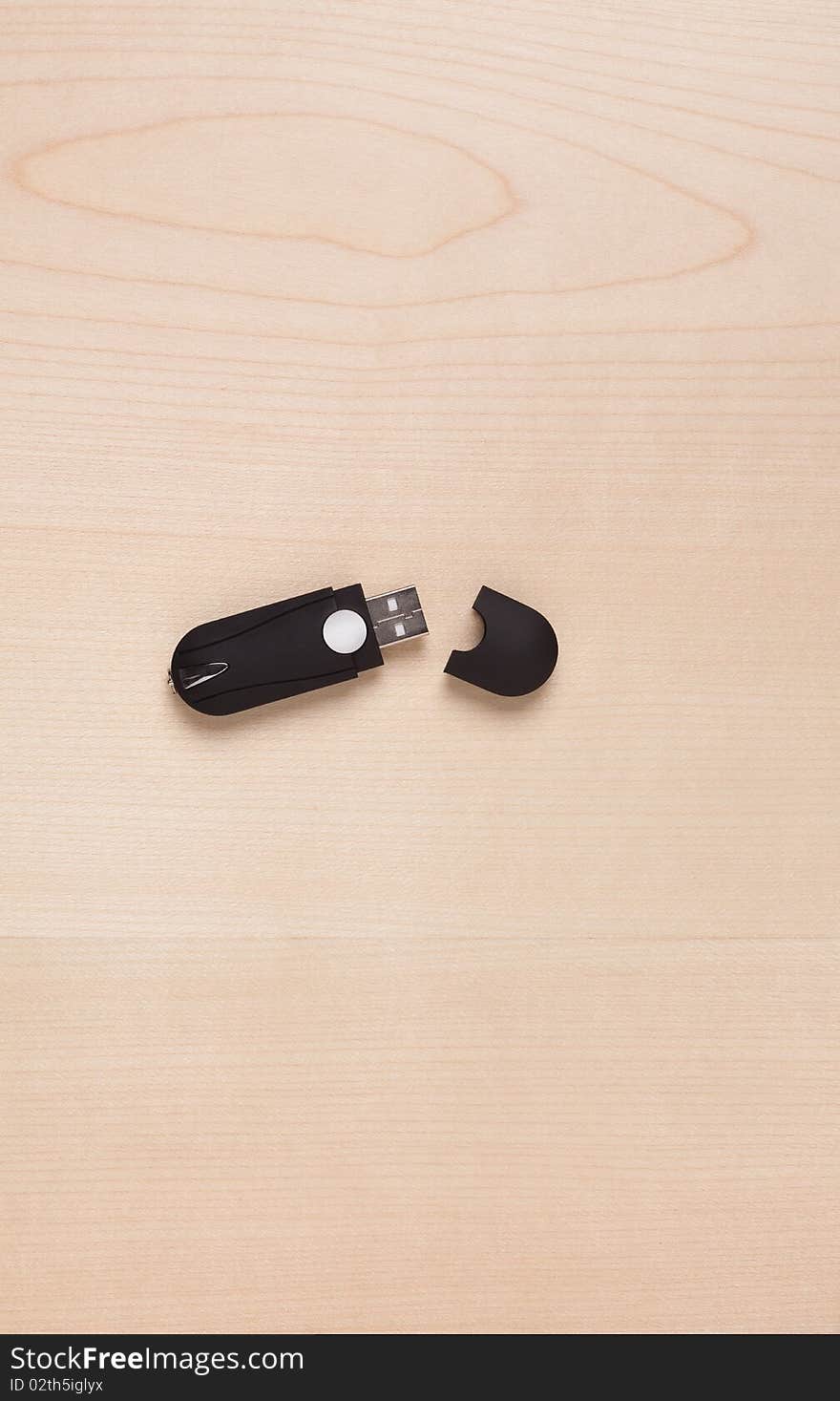 Blank USB Stick On Wood