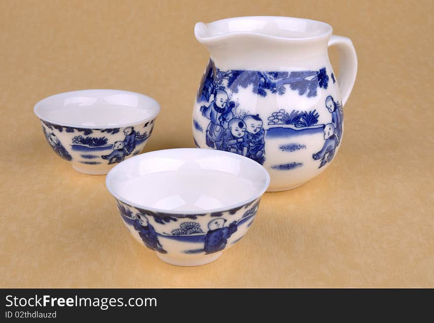 Set Of Chinese Blue Painting Tea Ware