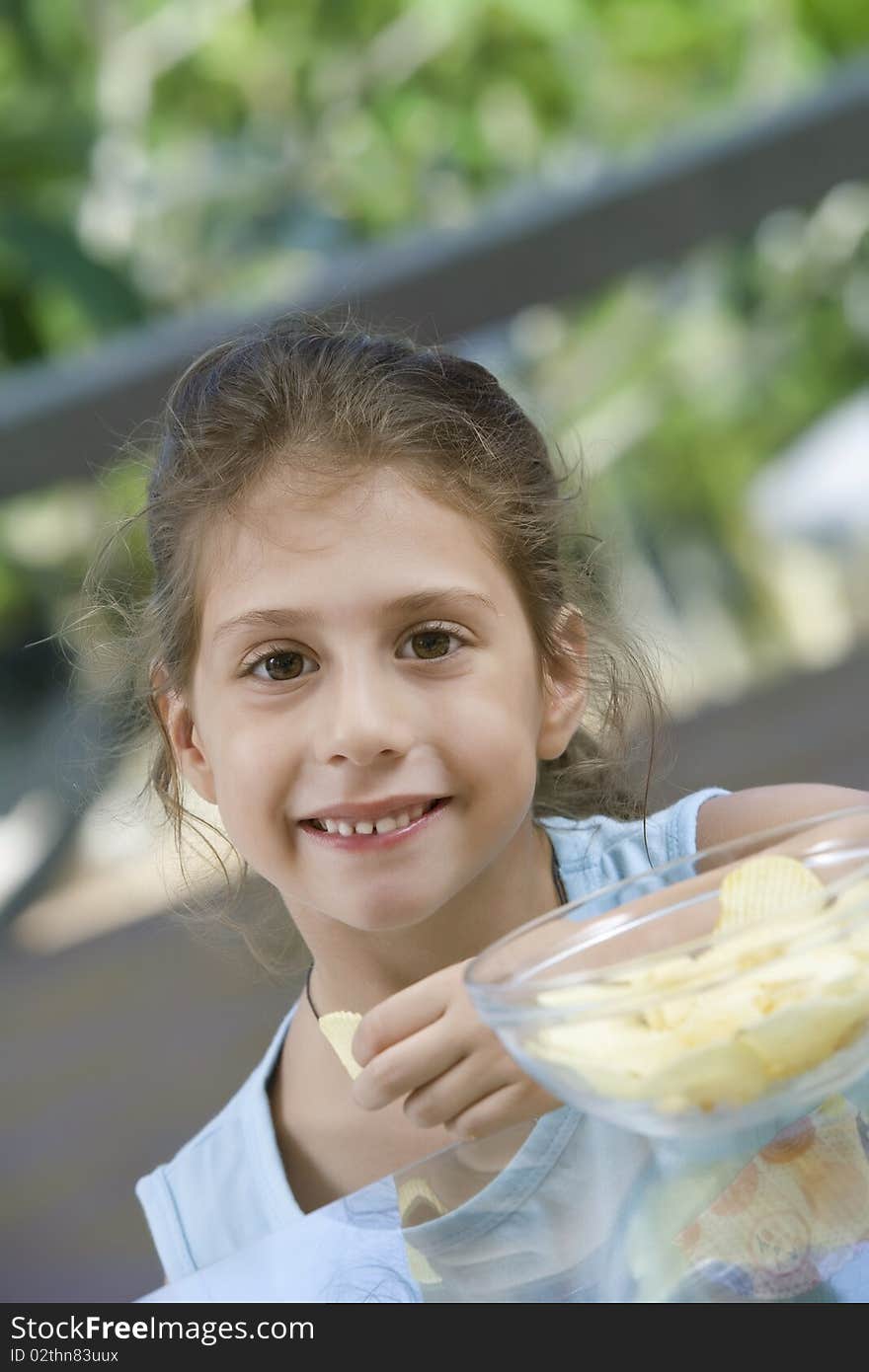 Portrait of nice little girl in summer environment. Portrait of nice little girl in summer environment