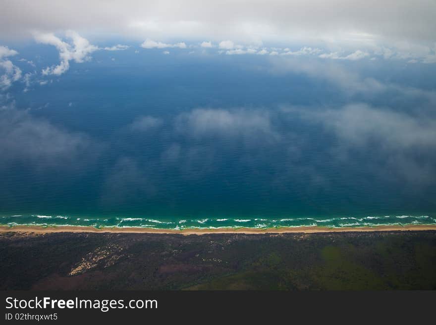 Aerial view of seaboard, Australia