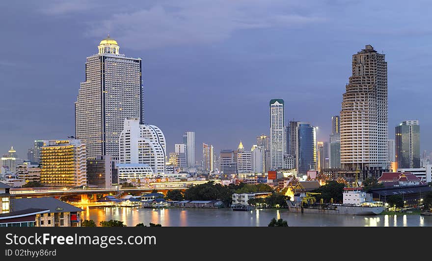 Night View Of Taksin Bridge