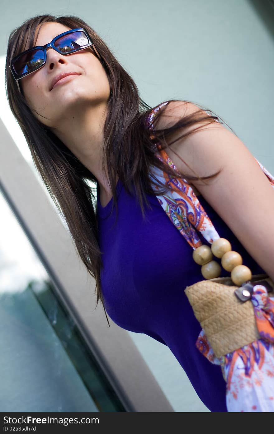 Beautiful Woman At A Shopping Center