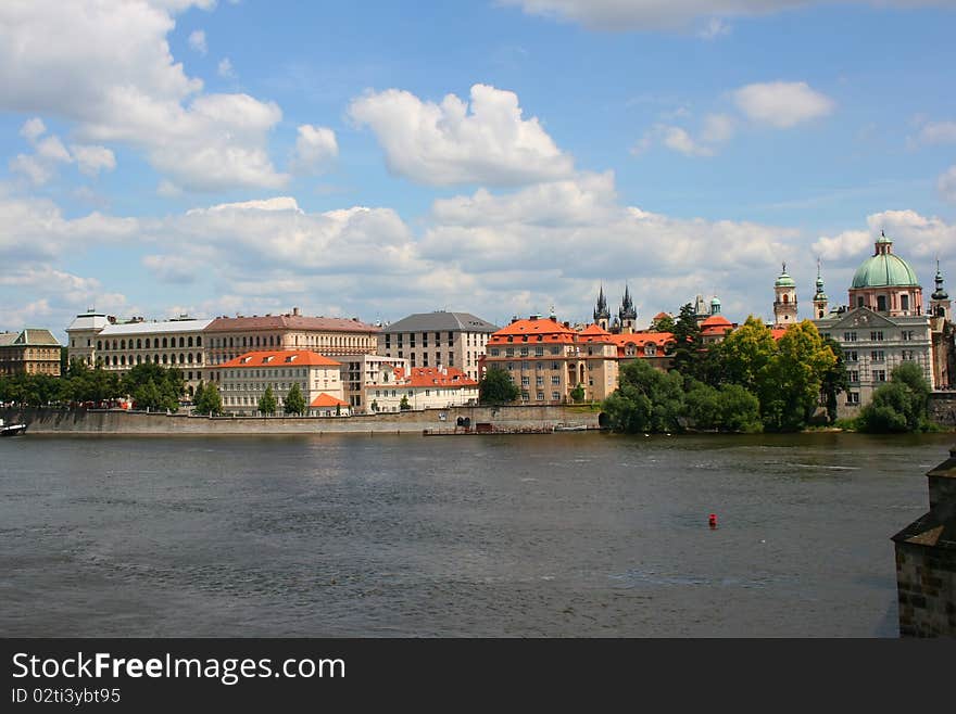 View of Prague from Legia Bridge, Czech Republic. View of Prague from Legia Bridge, Czech Republic