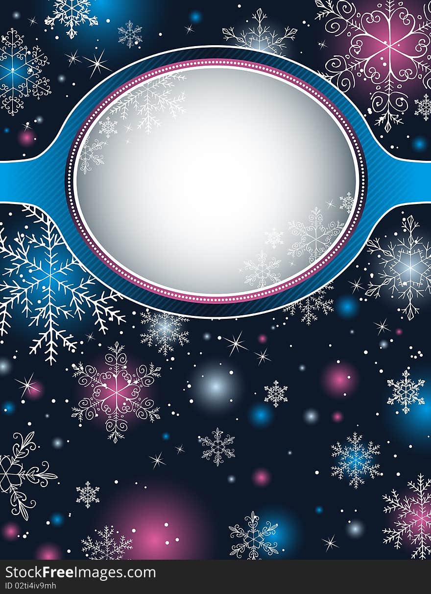 Color christmas background with snowflakes,   illustration