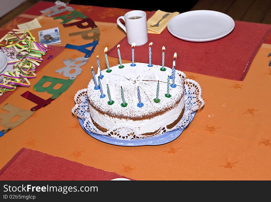 Birthday Cake At The Table