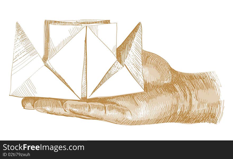 Golden Arm With Origami Steamship