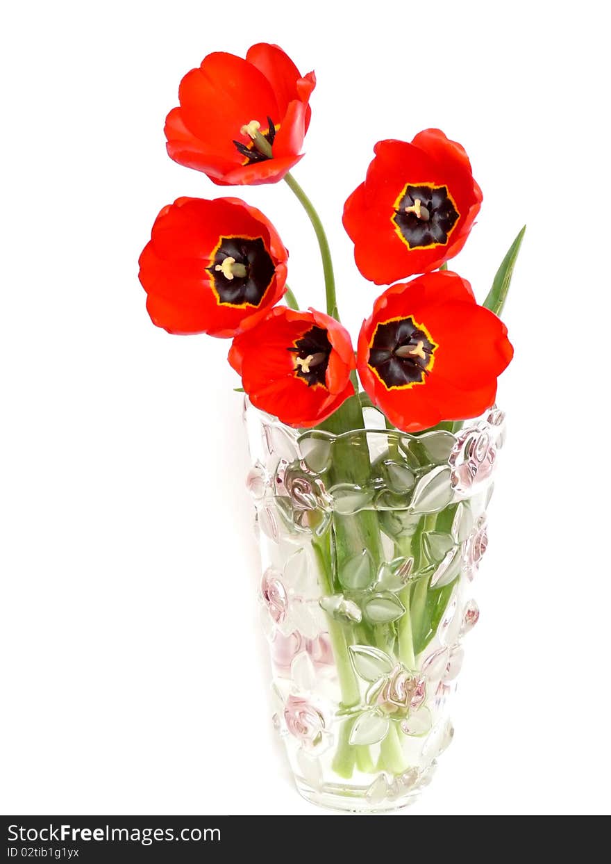 Red Tulips In A Vase,