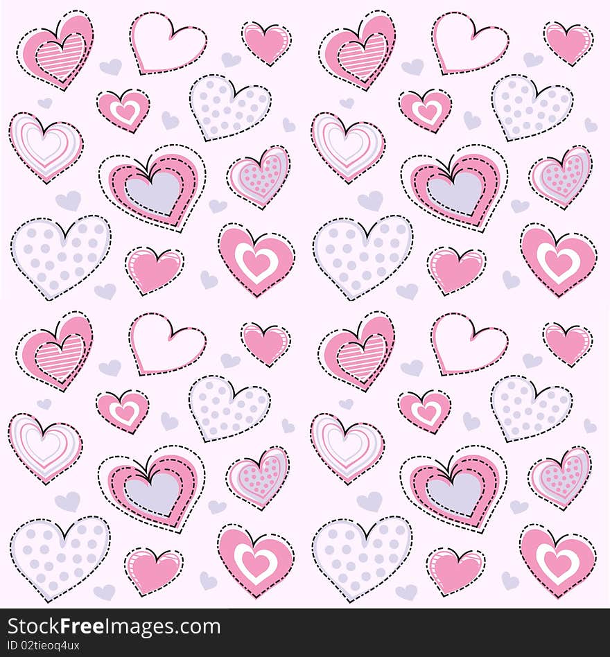 Heart seamless pattern vector illustration