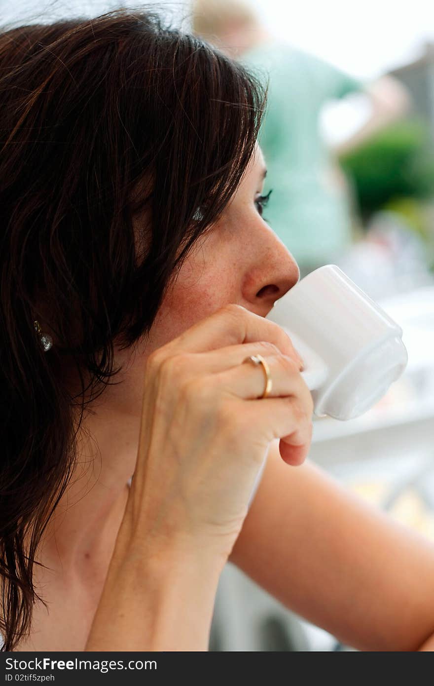 Beautiful Woman Drinking Coffee