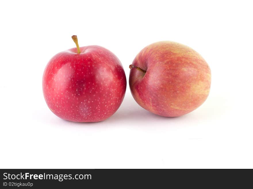 Two ripe apples isolated on white background.