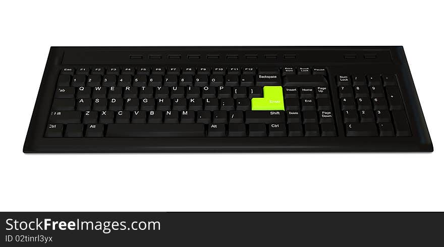 Computer keyboard over white background. 3d rendered image