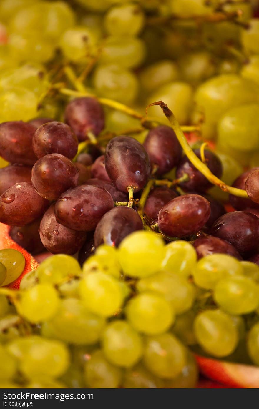 Ripe Black And Green Grapes