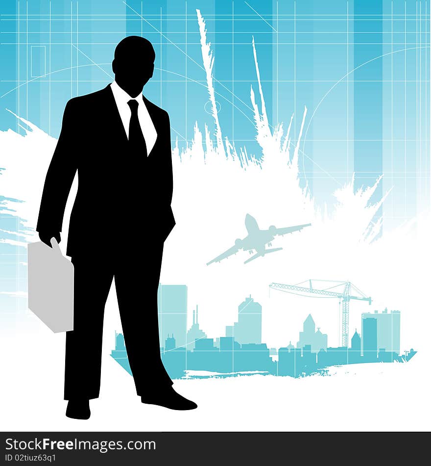 Businessman with grunge background vector