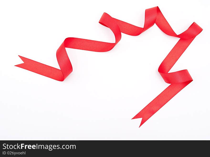 Red ribbon on white background