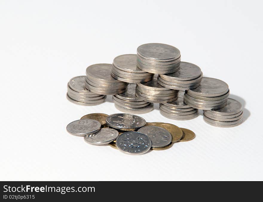 The coins were arranged in a conceptual pyramid shape. The coins were arranged in a conceptual pyramid shape.