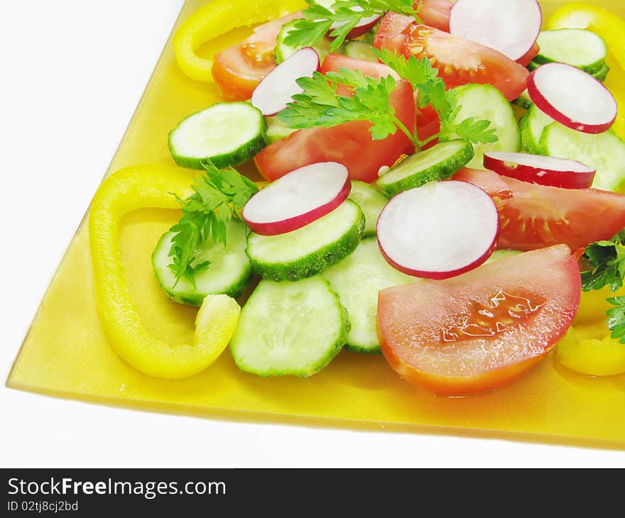 Vegetable salad with tomato and cucumber