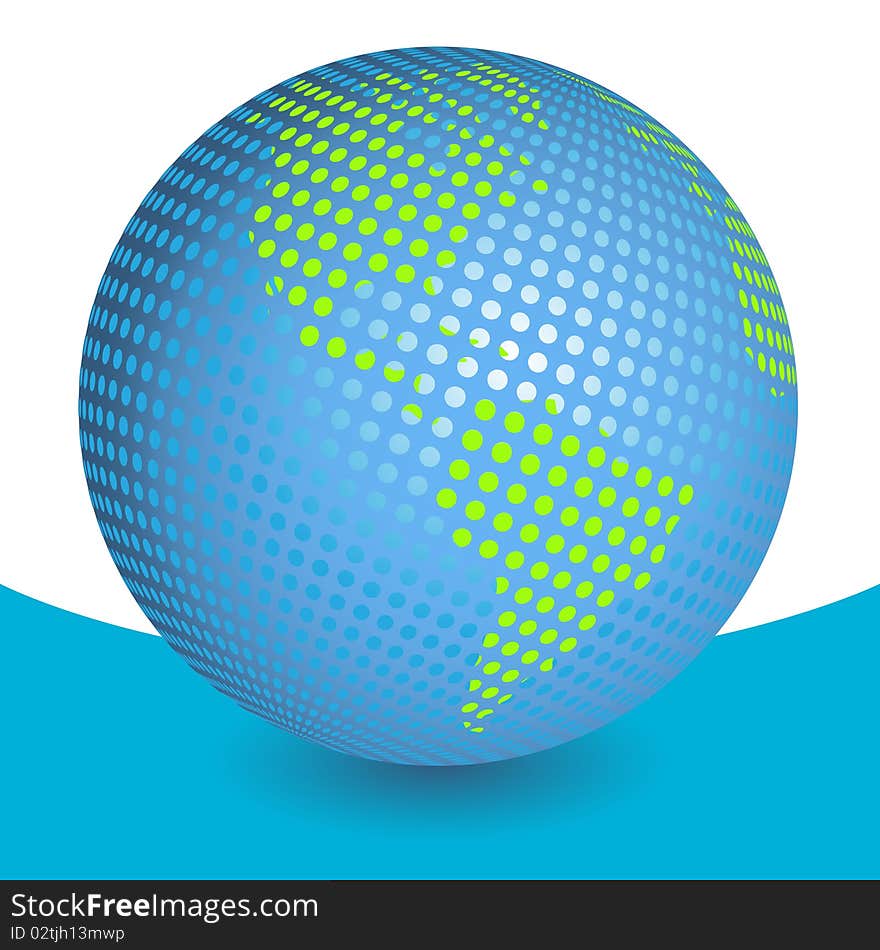 Illustration, transparent blue globe on white background