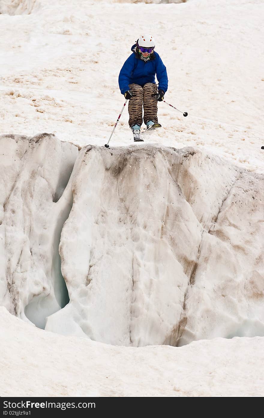 Freerider, jumping in a mountains, Caucasus, summer, 2010