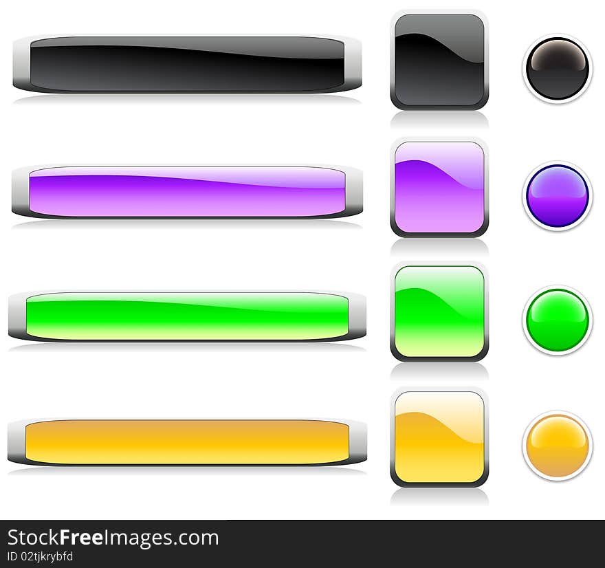 Colorful web shiny buttons. Vector illustration.