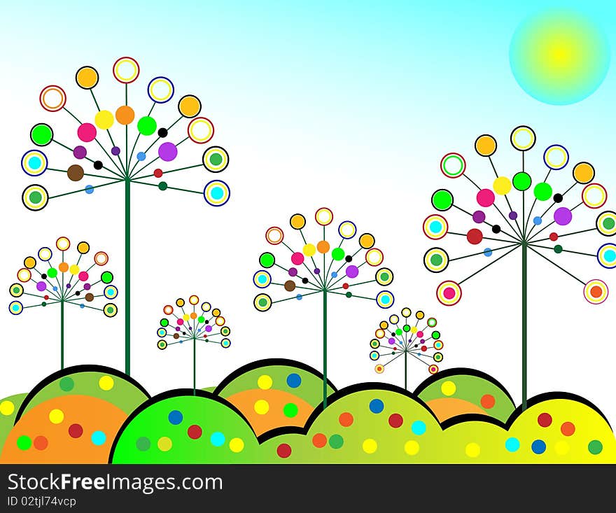 Abstract colorful flowers. Vector illustration. Abstract colorful flowers. Vector illustration