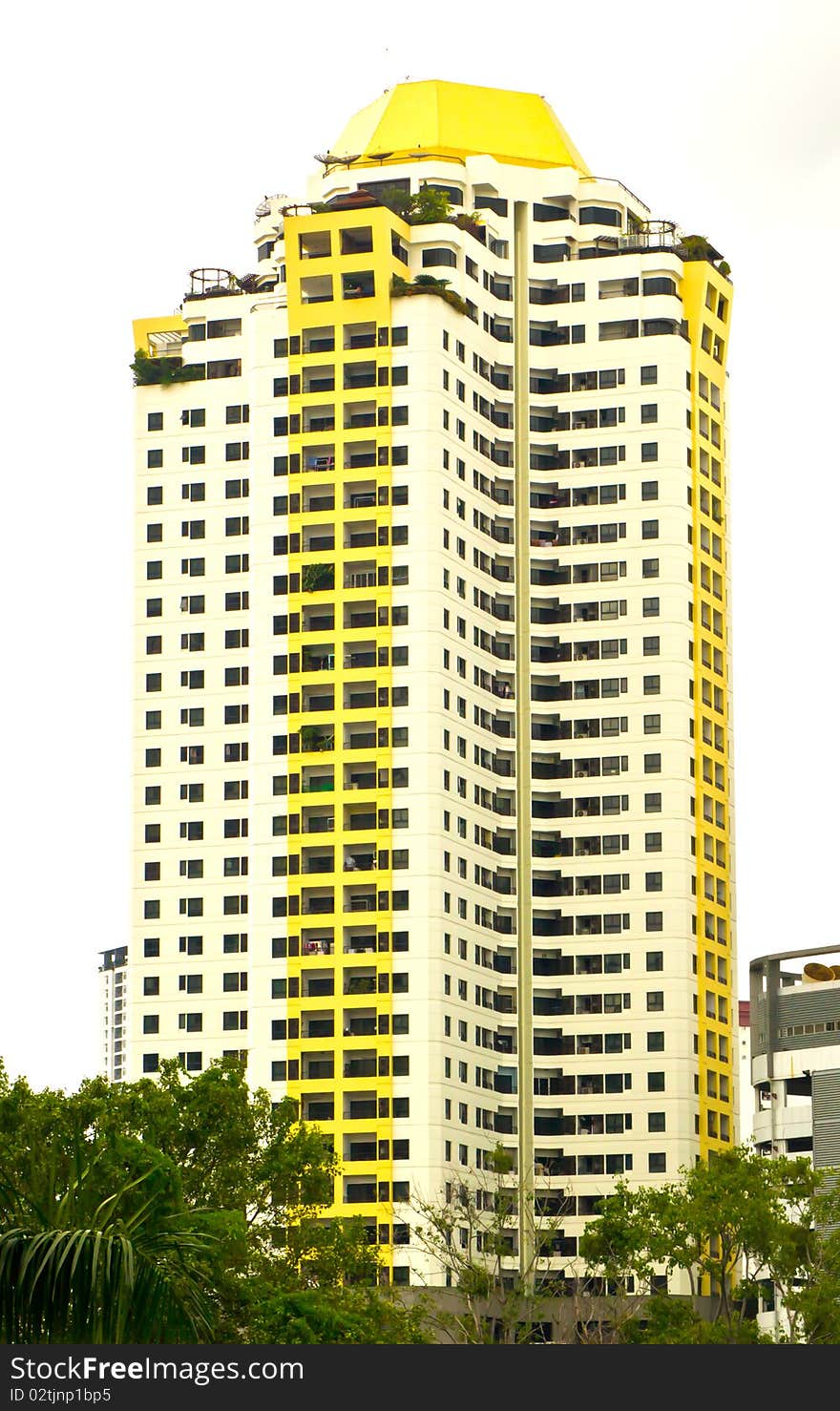 Yellow and white tower