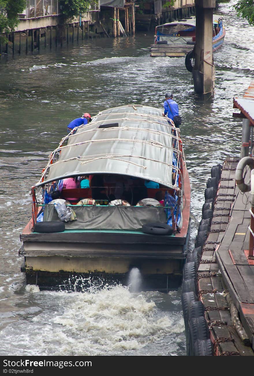 The boat on sansab canal in bangkok