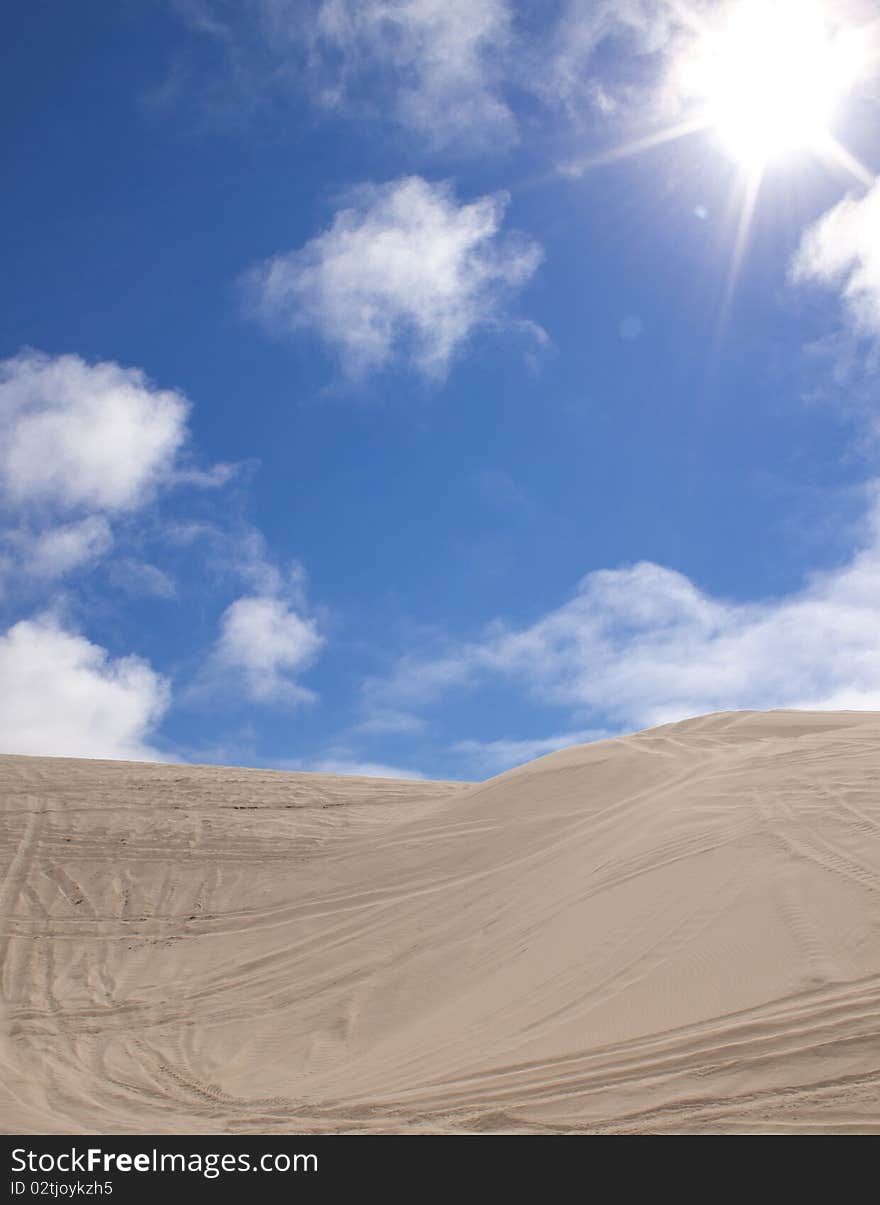 Desert Sand, hot sun and blue skies. Desert Sand, hot sun and blue skies