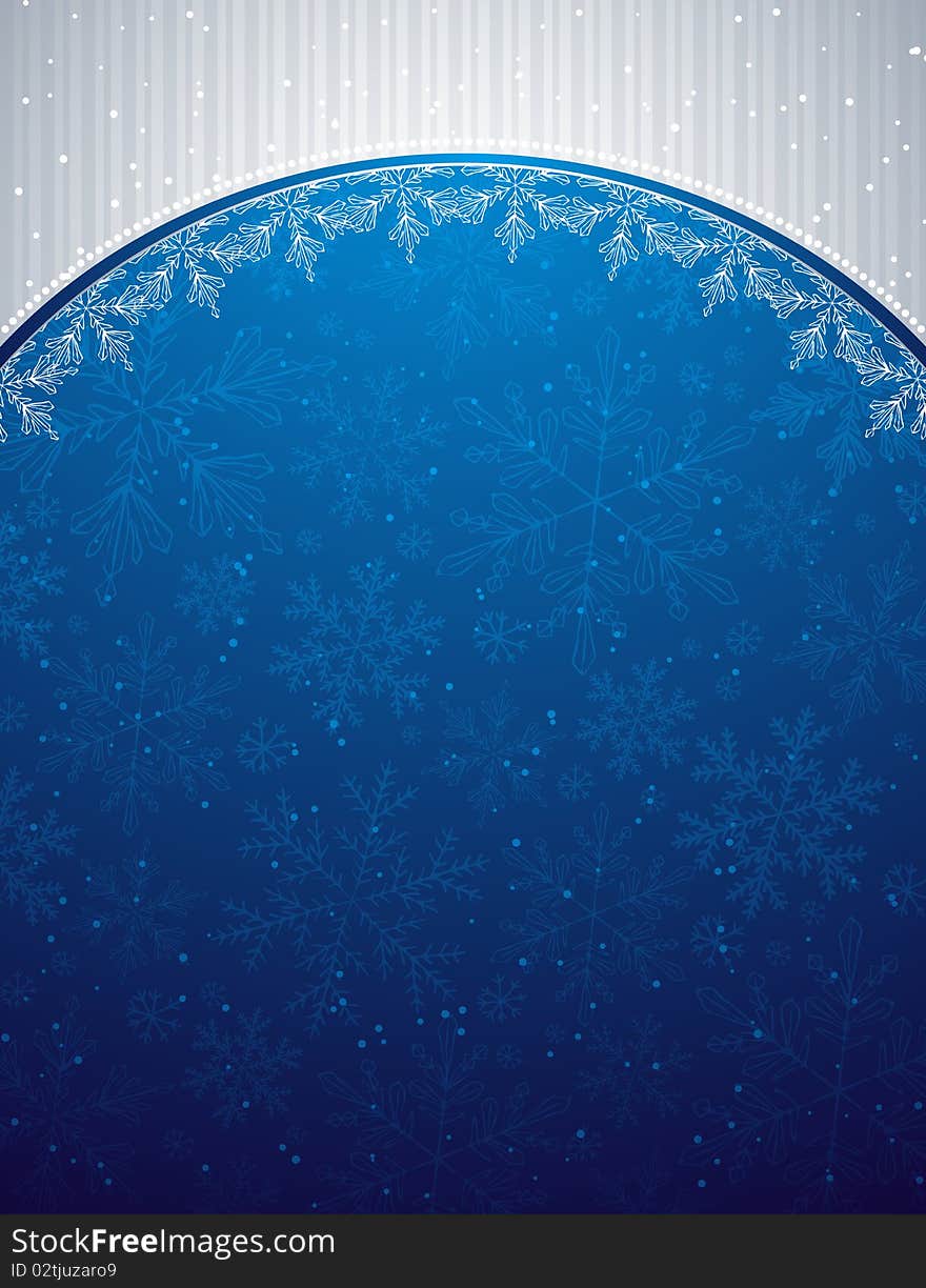 Blue christmas background with snowflakes, illustration