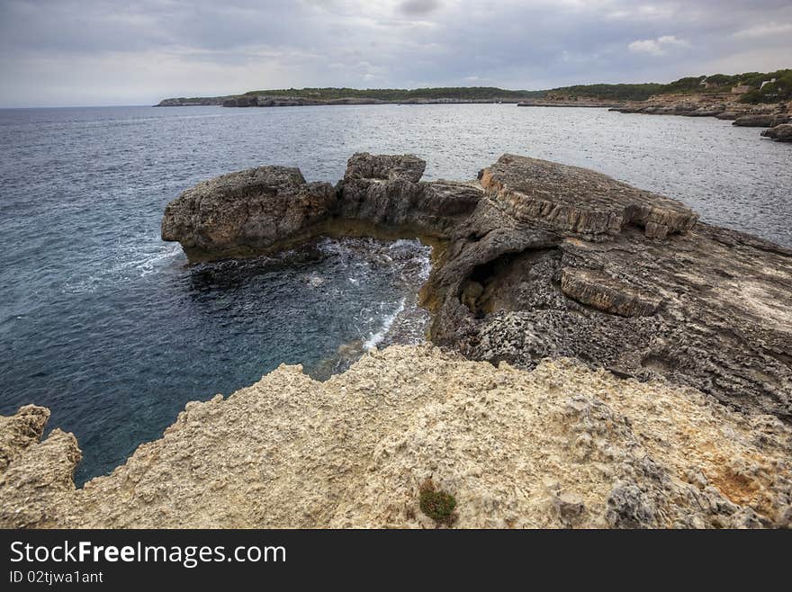 Wide sea gloomy landscape