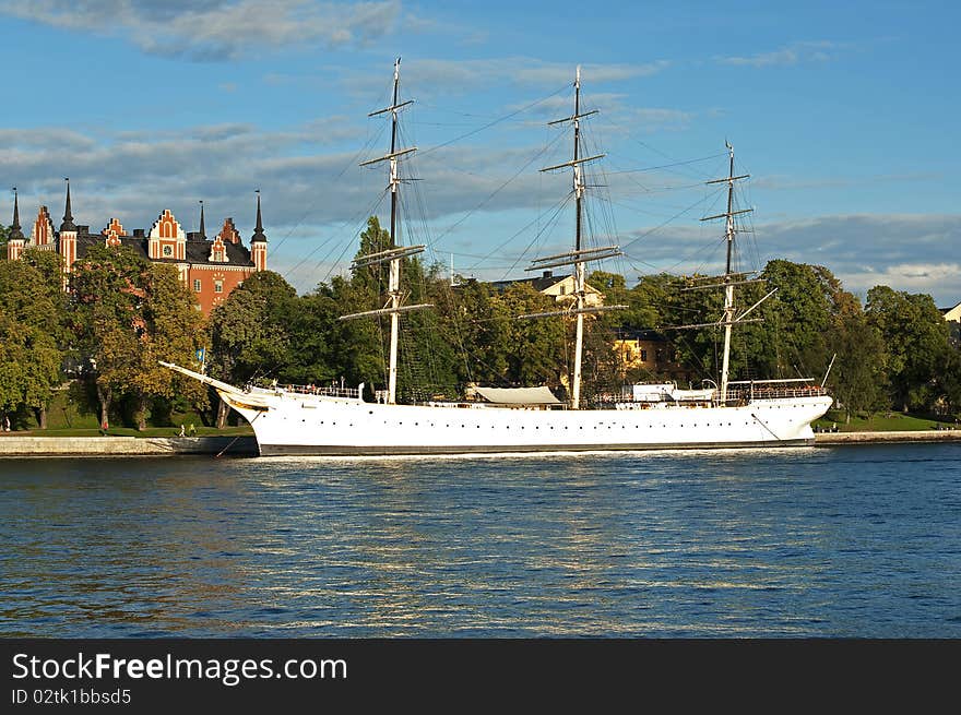 A classic ship at a dockyard. A classic ship at a dockyard