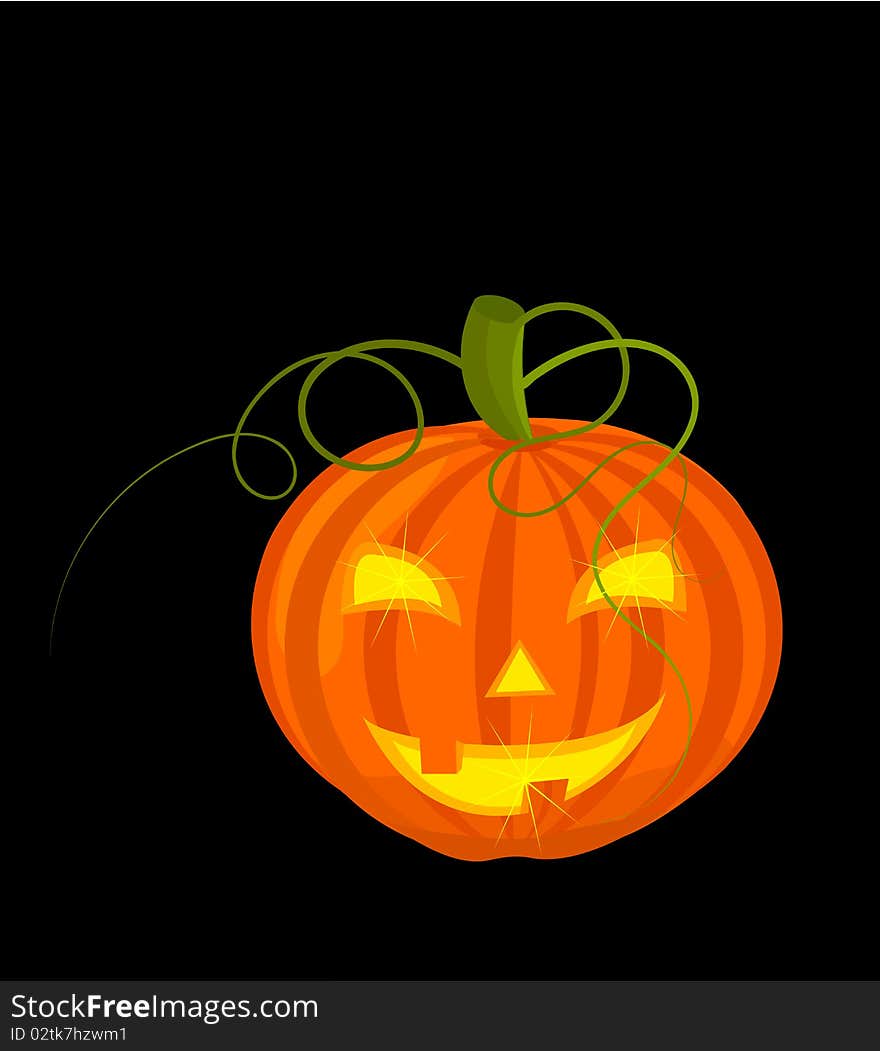 Classic scary halloween pumpkin glowing in darkness. Vector illustration. Classic scary halloween pumpkin glowing in darkness. Vector illustration