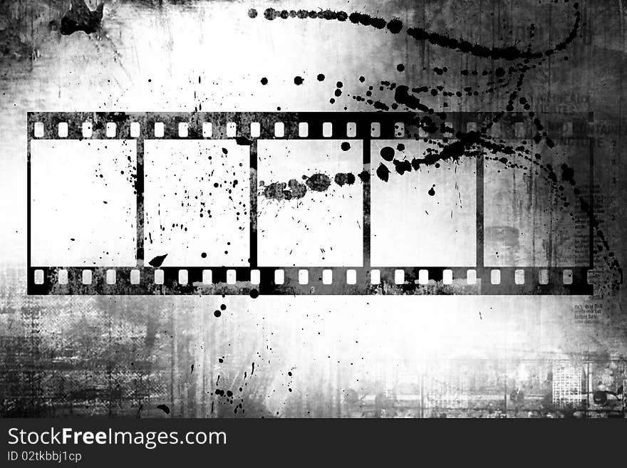 Retro grunge background with film strips