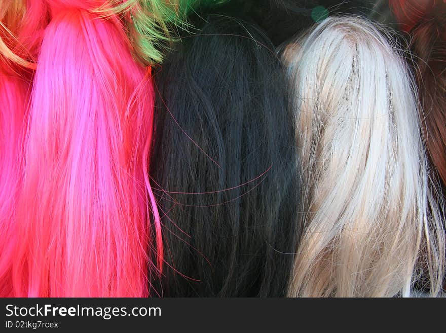 Background texture with stacks of colored hair