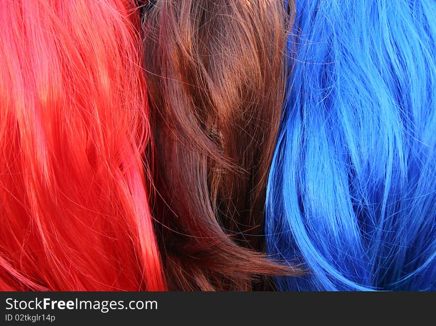 Background texture with stacks of colored hair