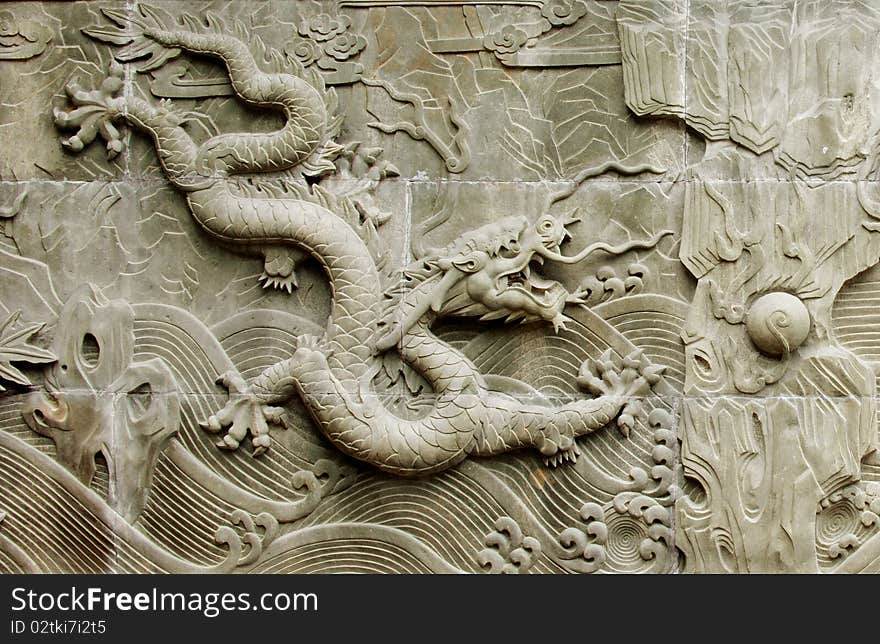 Chinese dragon's relief : royal totem. Chinese dragon's relief : royal totem