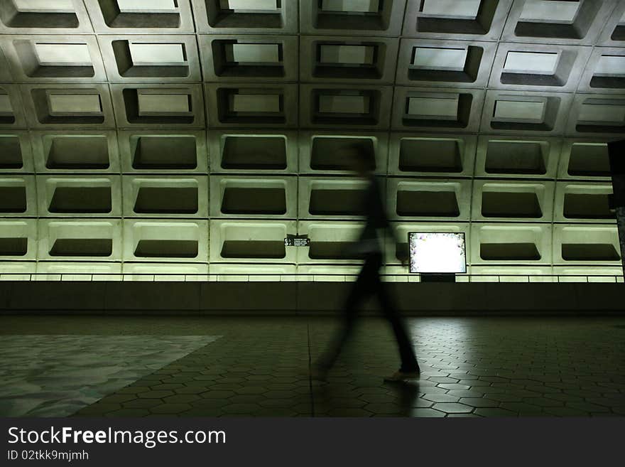 Person in metro station