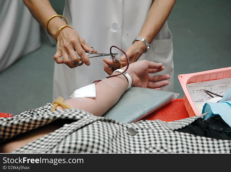 Close up of blood extraction in lab. Close up of blood extraction in lab