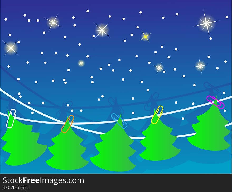 Vector Christmas tree made from snowflakes on a blue background