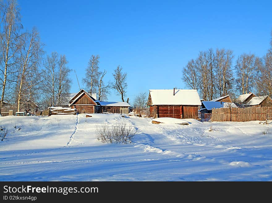 Buildings in snow