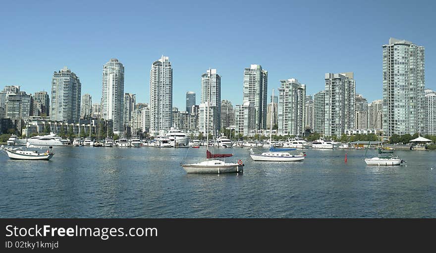 False Creek skyline showing new condo buildings near Yaletown. False Creek skyline showing new condo buildings near Yaletown.