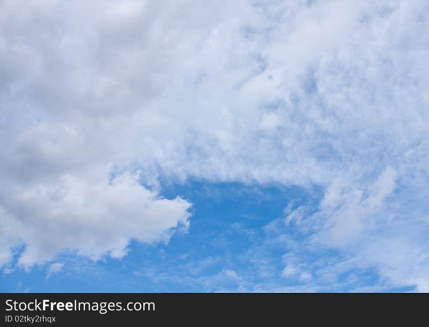 The cloud in the color blue sky background. The cloud in the color blue sky background.