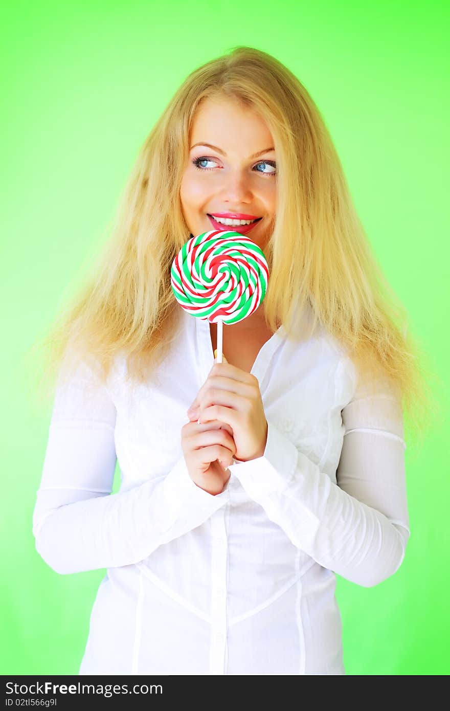 Beautiful Girl Holding Lollipop